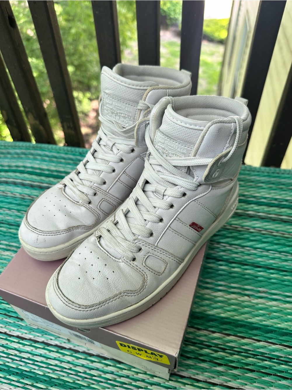 Levi’s White High-Top Sneakers with Subtle Red Tab